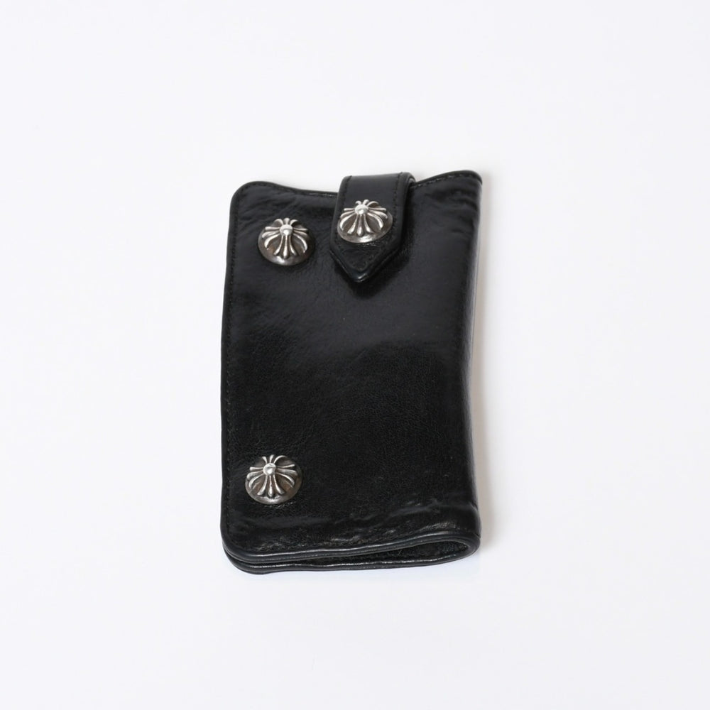 CHROME HEARTS クロムハーツ キーケース クロスボール ブラック レザー シルバー925 中古 4b013012