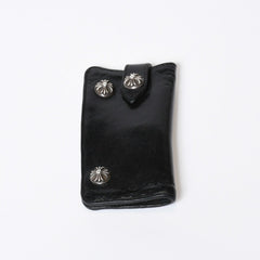 CHROME HEARTS クロムハーツ キーケース クロスボール ブラック レザー シルバー925 中古 4b013012