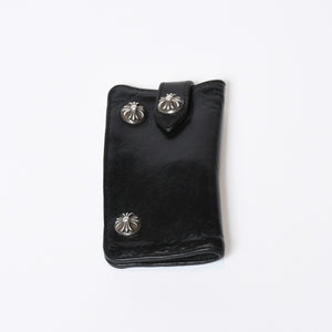 CHROME HEARTS クロムハーツ キーケース クロスボール ブラック レザー シルバー925 中古 4b013012