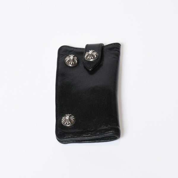 CHROME HEARTS クロムハーツ キーケース クロスボール ブラック レザー シルバー925 中古 4b013012