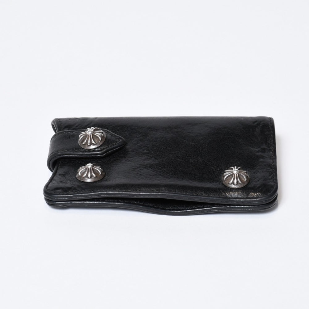 CHROME HEARTS Key Case Cross Ball Black Leather Silver 925 Used 4b013012