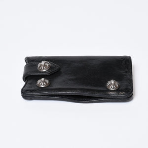 CHROME HEARTS クロムハーツ キーケース クロスボール ブラック レザー シルバー925 中古 4b013012