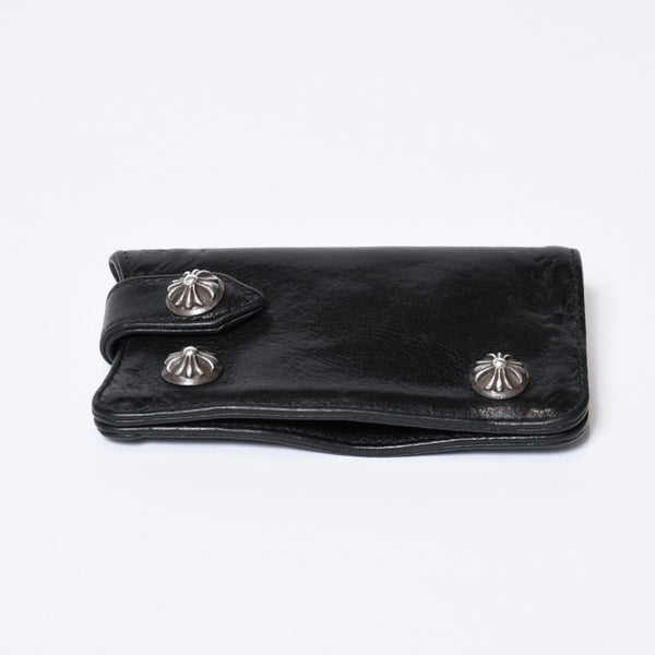 CHROME HEARTS クロムハーツ キーケース クロスボール ブラック レザー シルバー925 中古 4b013012