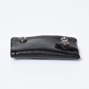 CHROME HEARTS クロムハーツ キーケース クロスボール ブラック レザー シルバー925 中古 4b013012