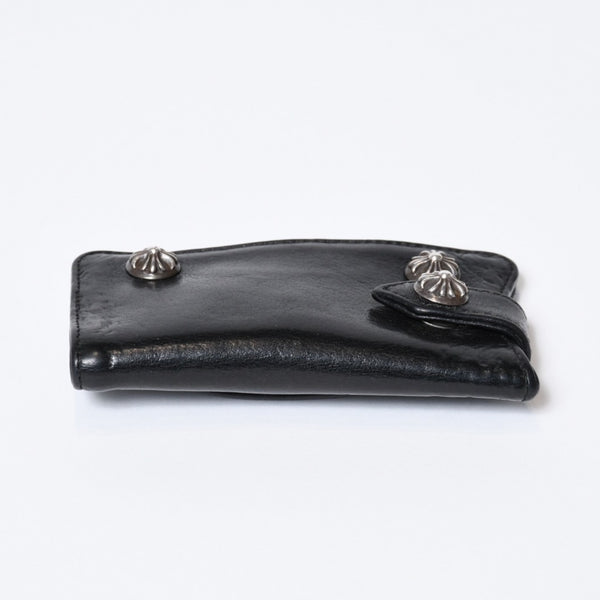 CHROME HEARTS クロムハーツ キーケース クロスボール ブラック レザー シルバー925 中古 4b013012