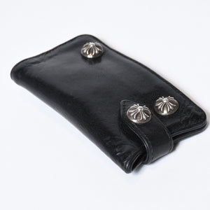 CHROME HEARTS クロムハーツ キーケース クロスボール ブラック レザー シルバー925 中古 4b013012