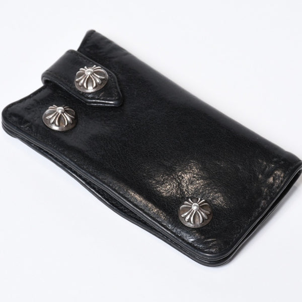 CHROME HEARTS クロムハーツ キーケース クロスボール ブラック レザー シルバー925 中古 4b013012