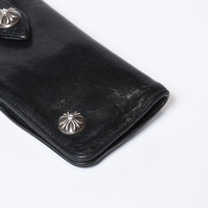 CHROME HEARTS クロムハーツ キーケース クロスボール ブラック レザー シルバー925 中古 4b013012