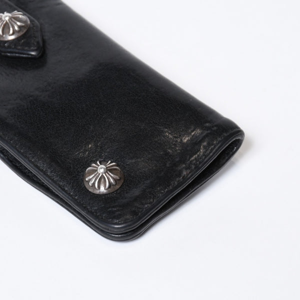 CHROME HEARTS クロムハーツ キーケース クロスボール ブラック レザー シルバー925 中古 4b013012