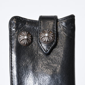 CHROME HEARTS クロムハーツ キーケース クロスボール ブラック レザー シルバー925 中古 4b013012