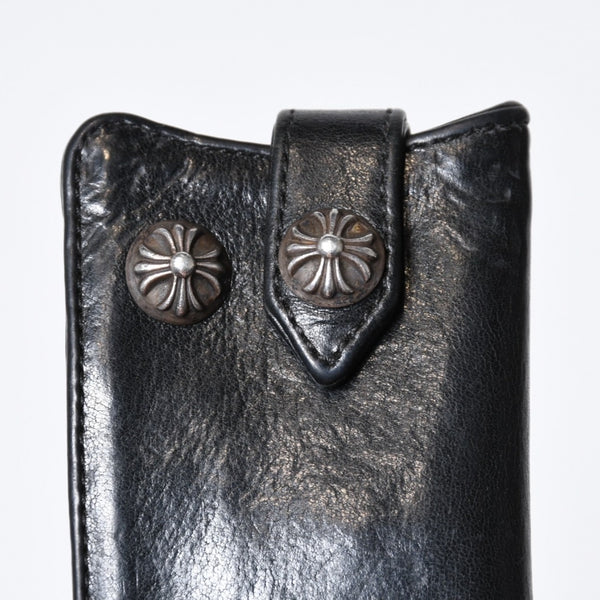 CHROME HEARTS クロムハーツ キーケース クロスボール ブラック レザー シルバー925 中古 4b013012