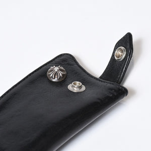 CHROME HEARTS クロムハーツ キーケース クロスボール ブラック レザー シルバー925 中古 4b013012