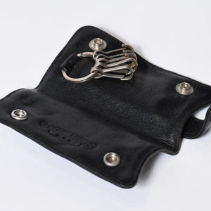 CHROME HEARTS クロムハーツ キーケース クロスボール ブラック レザー シルバー925 中古 4b013012