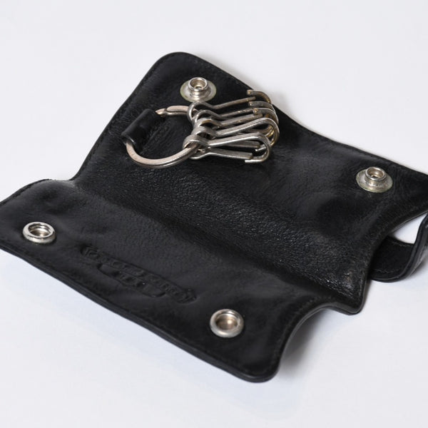 CHROME HEARTS クロムハーツ キーケース クロスボール ブラック レザー シルバー925 中古 4b013012