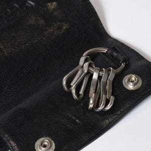 CHROME HEARTS クロムハーツ キーケース クロスボール ブラック レザー シルバー925 中古 4b013012