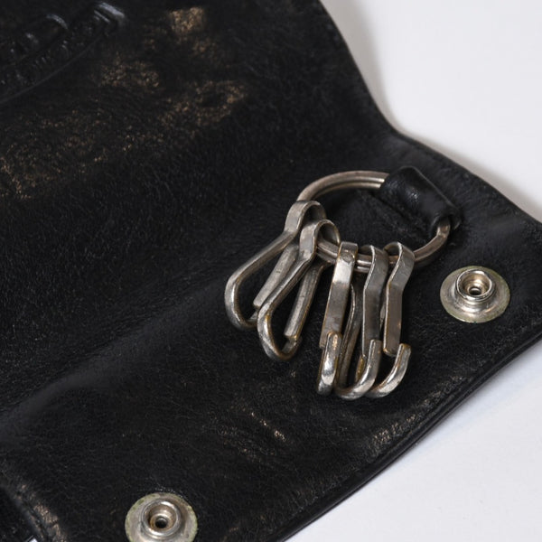 CHROME HEARTS クロムハーツ キーケース クロスボール ブラック レザー シルバー925 中古 4b013012