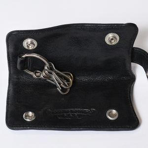 CHROME HEARTS クロムハーツ キーケース クロスボール ブラック レザー シルバー925 中古 4b013012