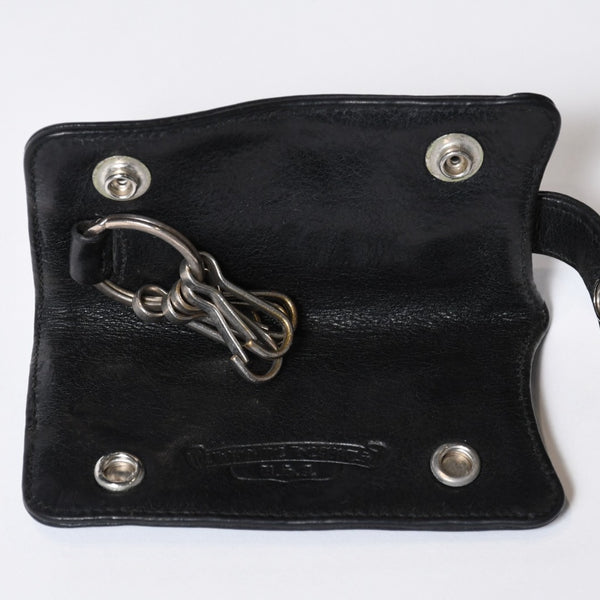 CHROME HEARTS クロムハーツ キーケース クロスボール ブラック レザー シルバー925 中古 4b013012
