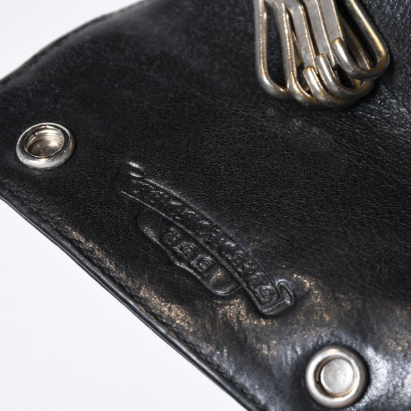 CHROME HEARTS クロムハーツ キーケース クロスボール ブラック レザー シルバー925 中古 4b013012