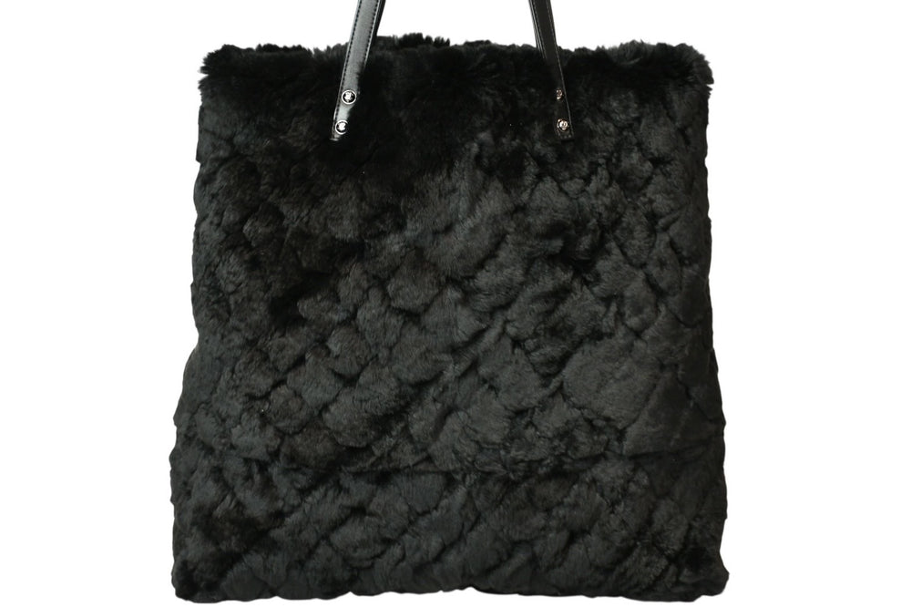Like new CHANEL Tote bag No. 24 here mark ori rug fur calfskin black gunmetal metal fittings used 4b013015