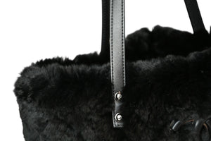 新品同様 CHANEL シャネル トートバッグ 24番台 ココマーク オリラグファー カーフスキン ブラック ガンメタ金具 中古 4b013015