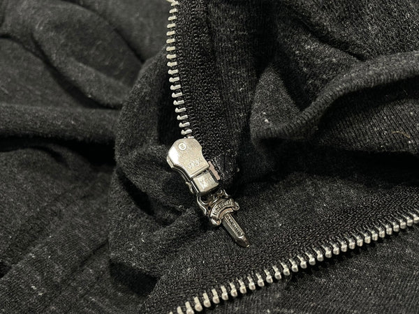 CHROME HEARTS クロムハーツ 霜降り パーカー ダガージップ プリント グレー サイズL 美品 中古 4b013054