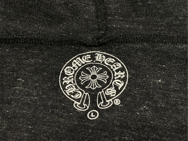 CHROME HEARTS クロムハーツ 霜降り パーカー ダガージップ プリント グレー サイズL 美品 中古 4b013054