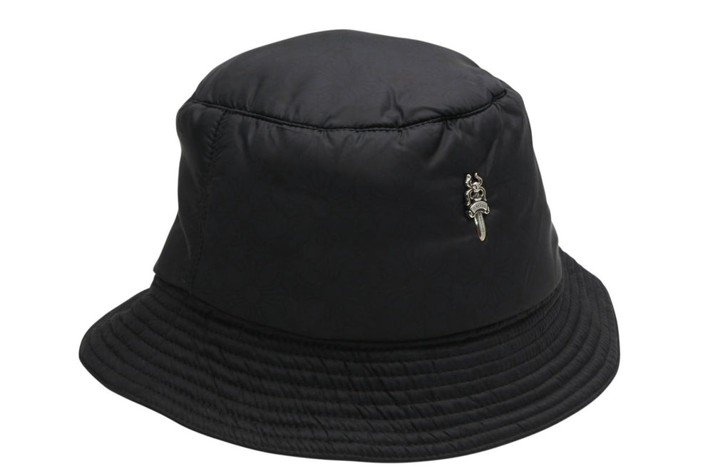 CHROME HEARTS Bucket Hat Size M 58.5cm Dagger Decoration Nylon CH Plus All Over Pattern Black Good Condition Used 4b013157