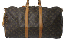 画像をギャラリービューアに読み込む, LOUIS VUITTON ルイヴィトン モノグラム キーポル45 ボストンバッグ M41428 PVC ヌメ革 ブラウン ゴールド金具 美品 中古 4b001313