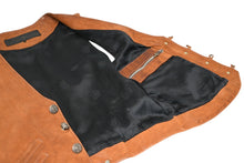 Load image into Gallery viewer, CHROME HEARTS クロムハーツ 8B L LNG BCK レザーベスト サイズS フローラルボタン ブラウン 美品 中古 4b013151