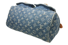 Load image into Gallery viewer, 極美品 LOUISVUITTON ルイヴィトン ネオスピーディ ハンドバッグ M95019 モノグラム デニム インディゴブルー ゴールド金具 中古 4b013168