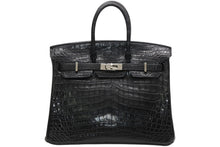 Load image into Gallery viewer, HERMES エルメス ハンドバッグ □N刻印 バーキン25 ニロティカスマット ブラック シルバー金具 美品 中古4b013171