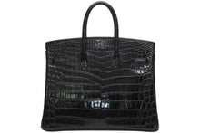 Load image into Gallery viewer, HERMES エルメス ハンドバッグ □N刻印 バーキン25 ニロティカスマット ブラック シルバー金具 美品 中古4b013171