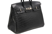 Load image into Gallery viewer, HERMES エルメス ハンドバッグ □N刻印 バーキン25 ニロティカスマット ブラック シルバー金具 美品 中古4b013171