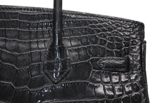 Load image into Gallery viewer, HERMES エルメス ハンドバッグ □N刻印 バーキン25 ニロティカスマット ブラック シルバー金具 美品 中古4b013171