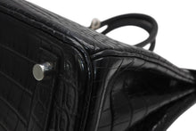 Load image into Gallery viewer, HERMES エルメス ハンドバッグ □N刻印 バーキン25 ニロティカスマット ブラック シルバー金具 美品 中古4b013171