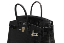 Load image into Gallery viewer, HERMES エルメス ハンドバッグ □N刻印 バーキン25 ニロティカスマット ブラック シルバー金具 美品 中古4b013171