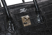 Load image into Gallery viewer, HERMES エルメス ハンドバッグ □N刻印 バーキン25 ニロティカスマット ブラック シルバー金具 美品 中古4b013171