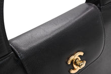 Load image into Gallery viewer, 極美品 CHANEL シャネル ラウンドトップハンドル ハンドバッグ 5番台 ココマーク キャビアスキン ブラック ゴールド金具 中古 4b013172