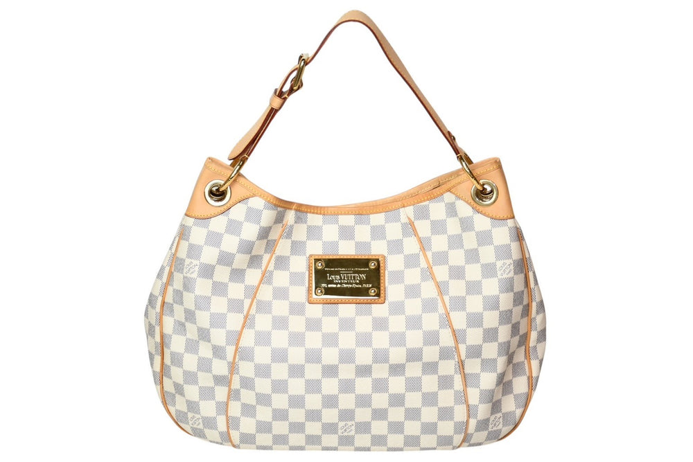 Very Good Condition LOUIS VUITTON Galliera PM Damier Azur Handbag White N55215 PVC Leather Used 4b011554