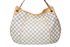 極美品 LOUIS VUITTON ルイヴィトン ガリエラPM ダミエ アズール ハンドバッグ ホワイト N55215 PVC レザー 中古 4b011554