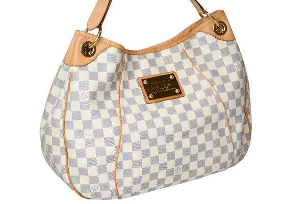 極美品 LOUIS VUITTON ルイヴィトン ガリエラPM ダミエ アズール ハンドバッグ ホワイト N55215 PVC レザー 中古 4b011554