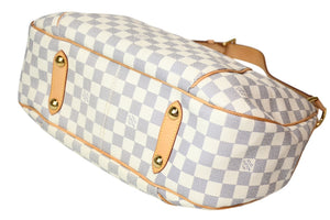 極美品 LOUIS VUITTON ルイヴィトン ガリエラPM ダミエ アズール ハンドバッグ ホワイト N55215 PVC レザー 中古 4b011554