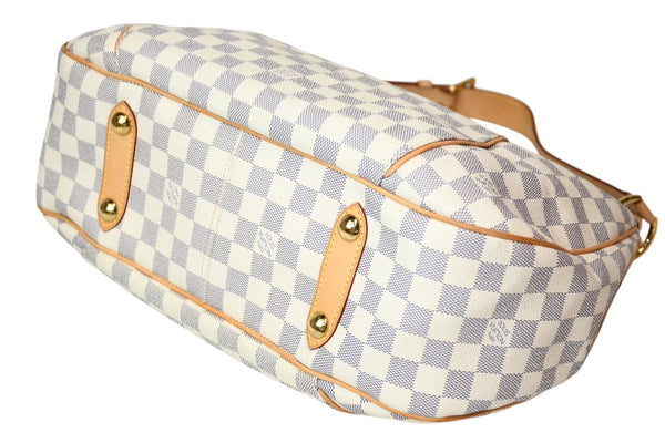 極美品 LOUIS VUITTON ルイヴィトン ガリエラPM ダミエ アズール ハンドバッグ ホワイト N55215 PVC レザー 中古 4b011554