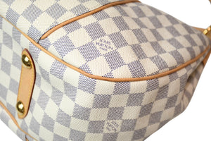 極美品 LOUIS VUITTON ルイヴィトン ガリエラPM ダミエ アズール ハンドバッグ ホワイト N55215 PVC レザー 中古 4b011554