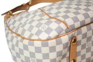 極美品 LOUIS VUITTON ルイヴィトン ガリエラPM ダミエ アズール ハンドバッグ ホワイト N55215 PVC レザー 中古 4b011554