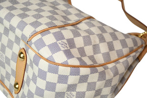 極美品 LOUIS VUITTON ルイヴィトン ガリエラPM ダミエ アズール ハンドバッグ ホワイト N55215 PVC レザー 中古 4b011554