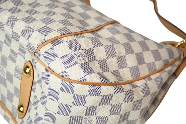 極美品 LOUIS VUITTON ルイヴィトン ガリエラPM ダミエ アズール ハンドバッグ ホワイト N55215 PVC レザー 中古 4b011554