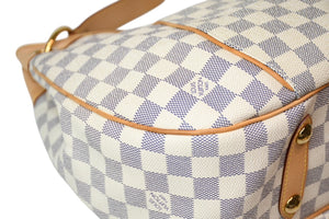 極美品 LOUIS VUITTON ルイヴィトン ガリエラPM ダミエ アズール ハンドバッグ ホワイト N55215 PVC レザー 中古 4b011554