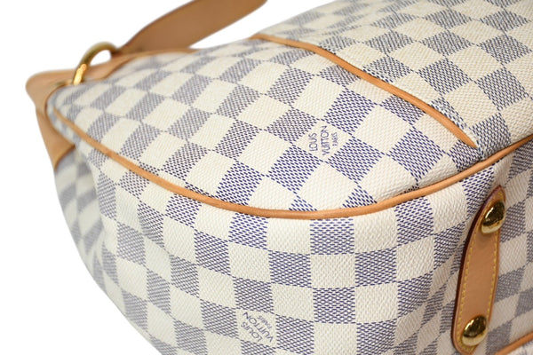 極美品 LOUIS VUITTON ルイヴィトン ガリエラPM ダミエ アズール ハンドバッグ ホワイト N55215 PVC レザー 中古 4b011554